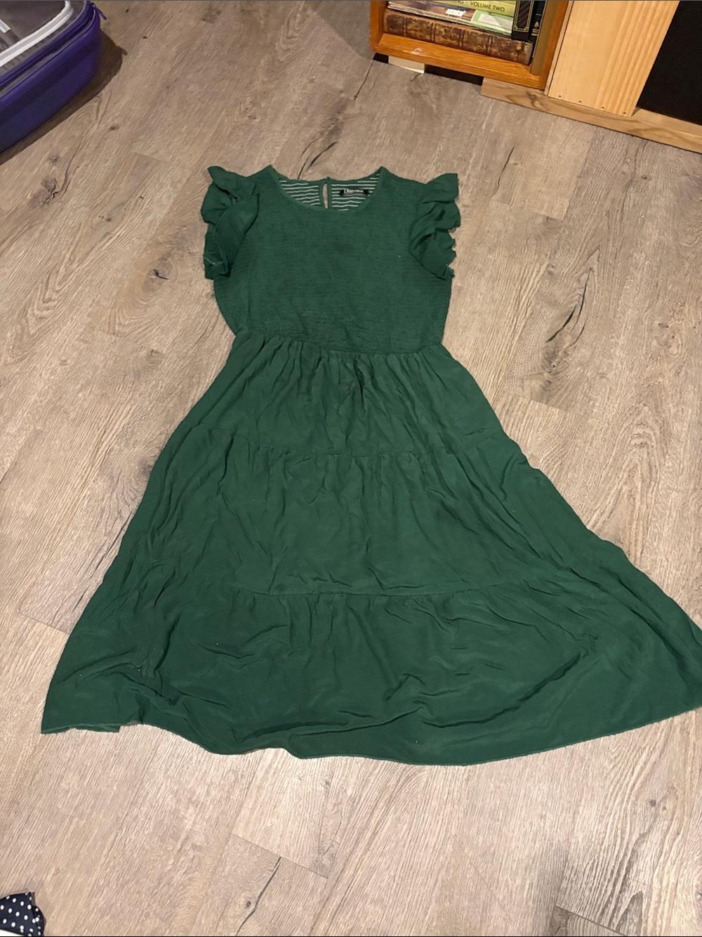 Dazsue Textured Emerald Green Round-Neck Top XL